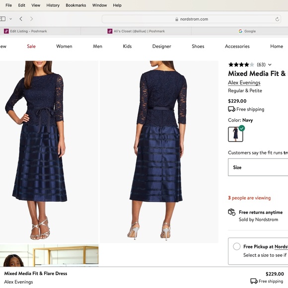 Alex Evenings: Mixed Media Fit & Flare Dress (NWOT) - Picture 4 of 4